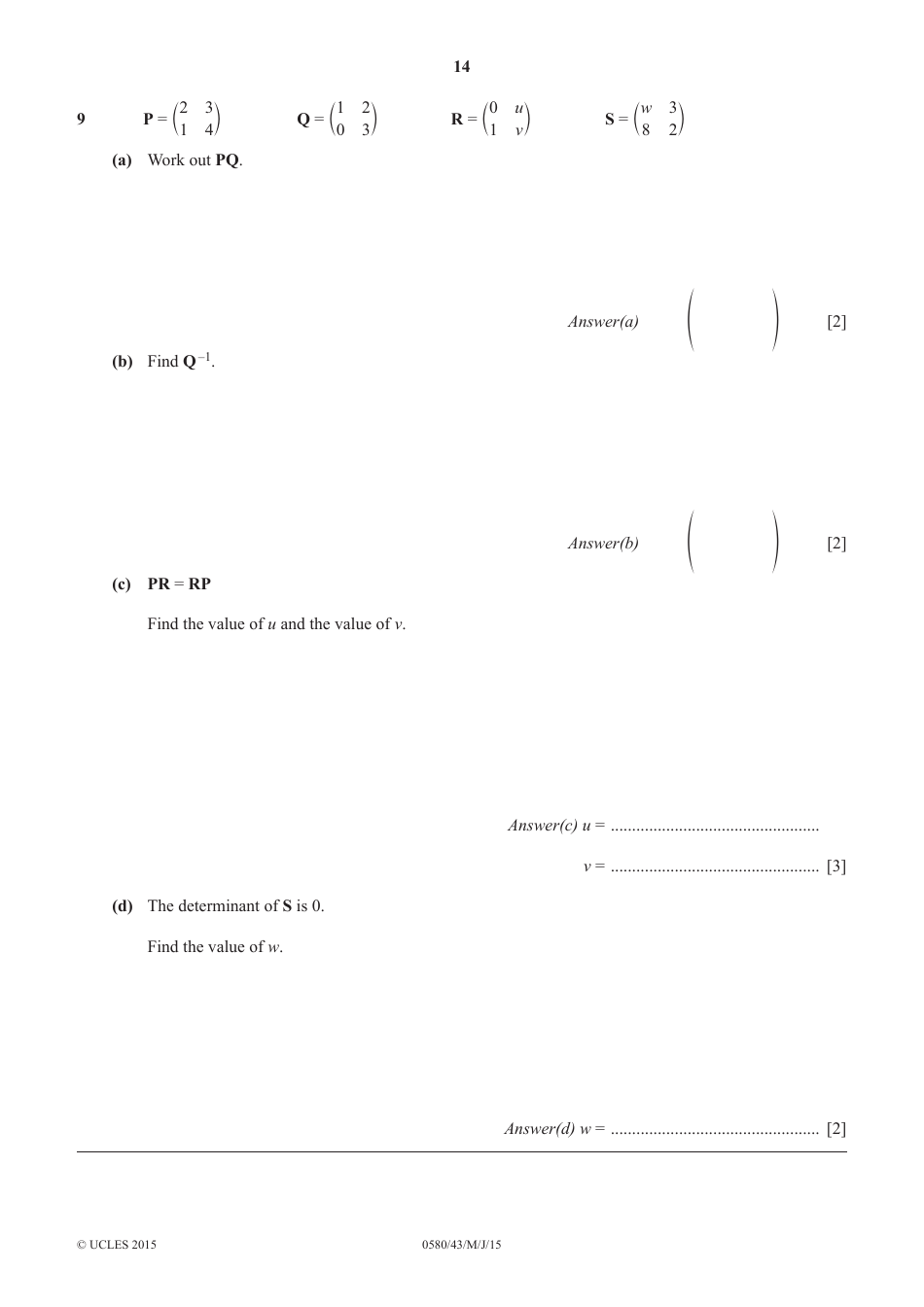 May / June 2015 Cambridge International Examinations: Mathematics Paper 4 (Extended), Page 14