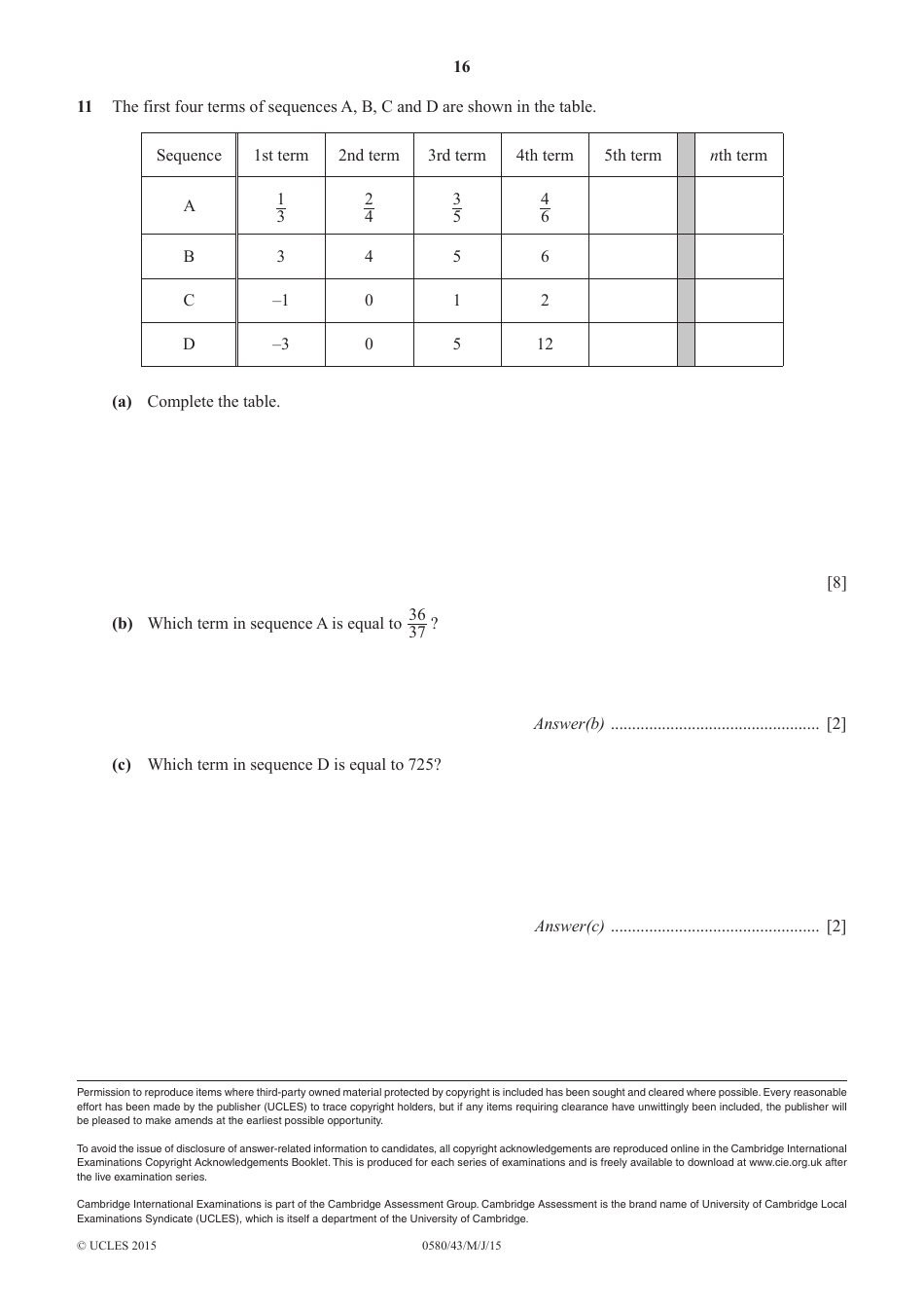May / June 2015 Cambridge International Examinations: Mathematics Paper 4 (Extended), Page 16