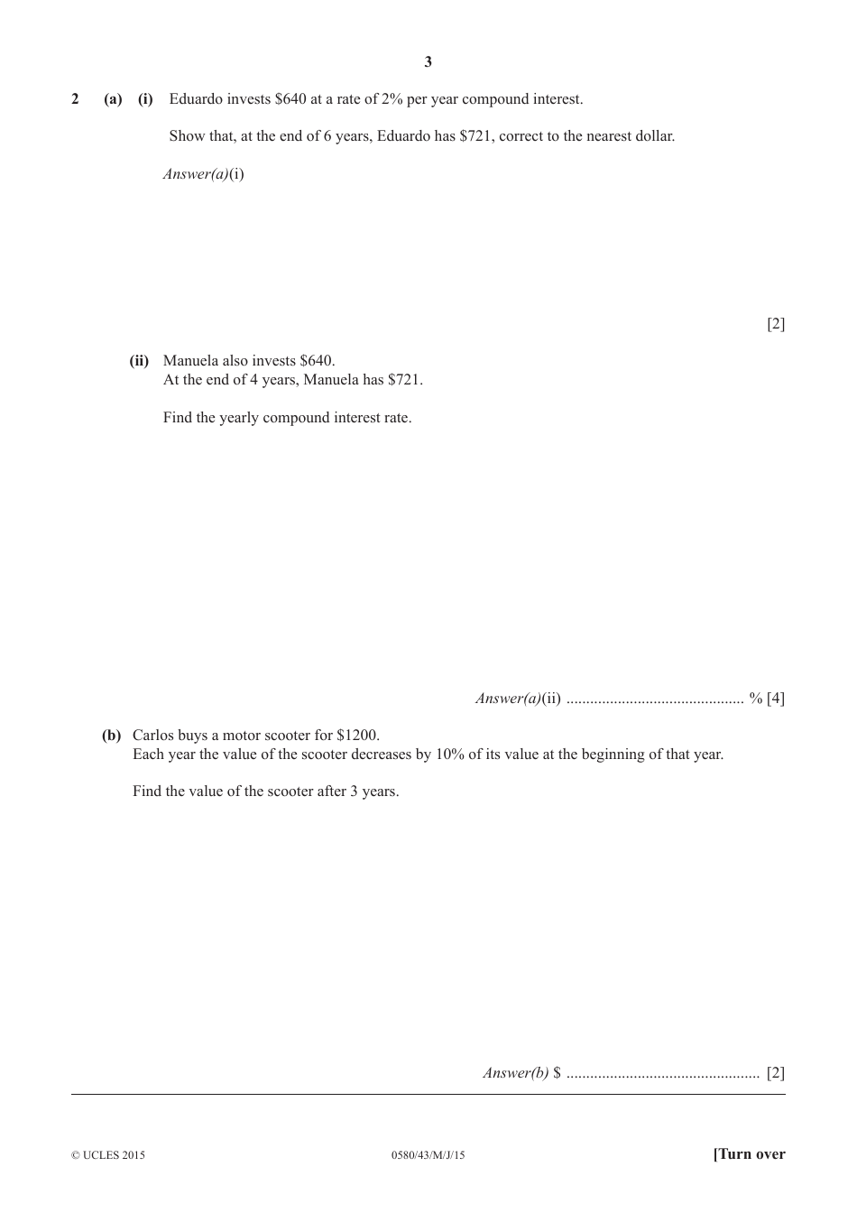 May / June 2015 Cambridge International Examinations: Mathematics Paper 4 (Extended), Page 3