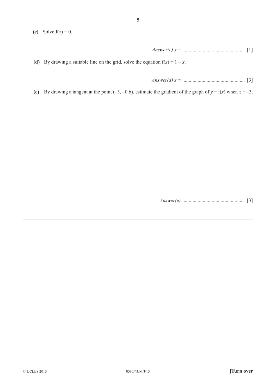 May / June 2015 Cambridge International Examinations: Mathematics Paper 4 (Extended), Page 5