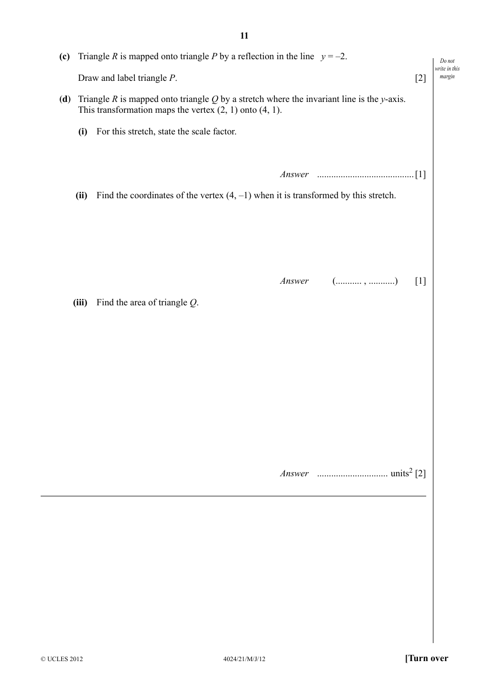 May / June 2012 University of Cambridge International Examinations: Mathematics (Syllabus D) Paper 2, Page 11