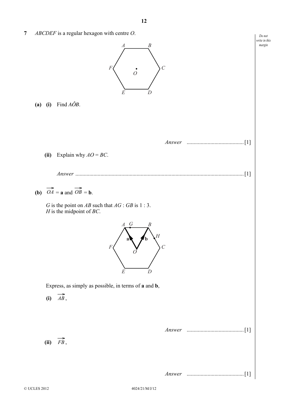 May / June 2012 University of Cambridge International Examinations: Mathematics (Syllabus D) Paper 2, Page 12