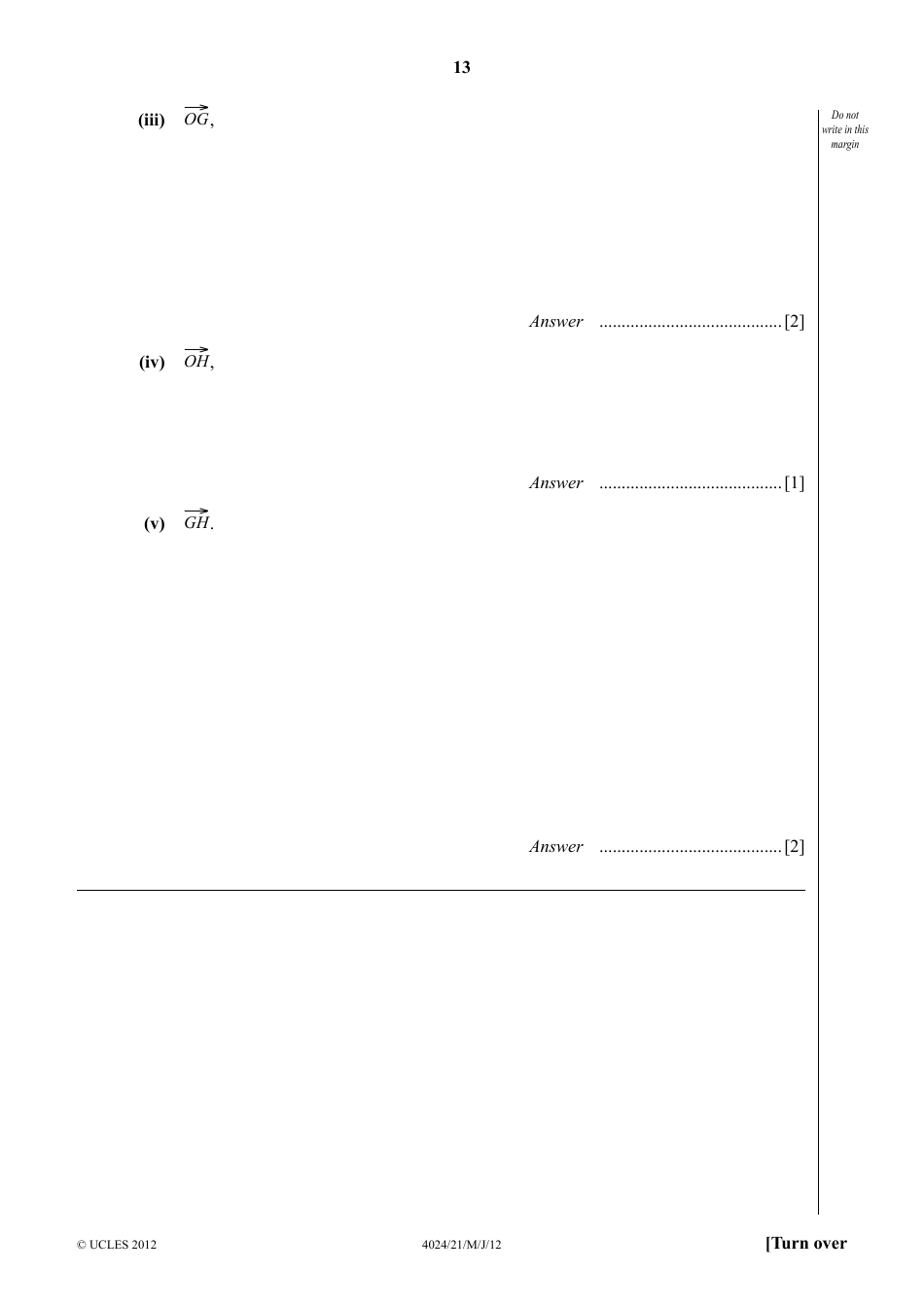 May / June 2012 University of Cambridge International Examinations: Mathematics (Syllabus D) Paper 2, Page 13