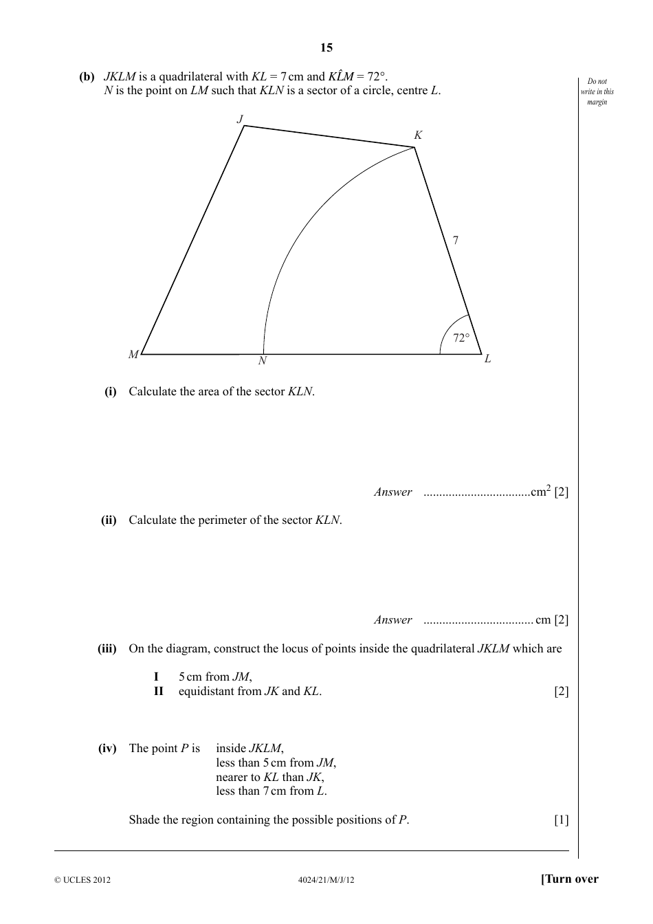 May / June 2012 University of Cambridge International Examinations: Mathematics (Syllabus D) Paper 2, Page 15