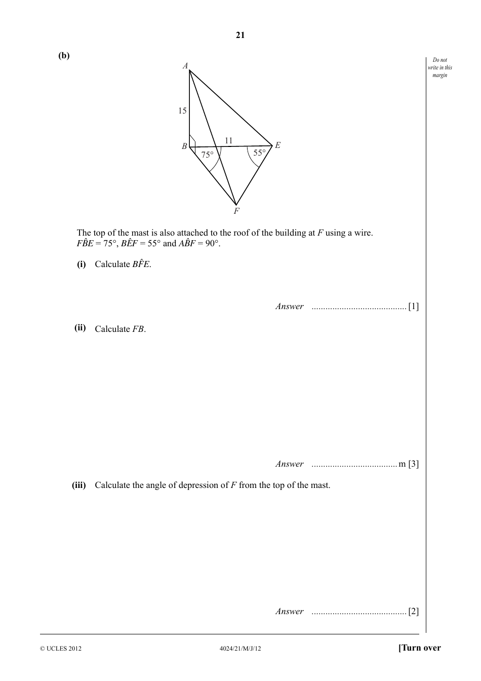 May / June 2012 University of Cambridge International Examinations: Mathematics (Syllabus D) Paper 2, Page 21