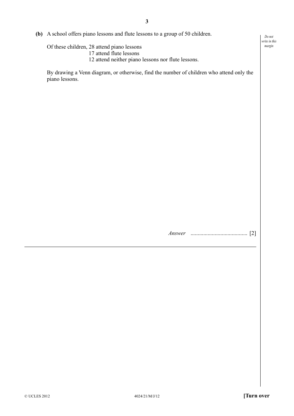 May / June 2012 University of Cambridge International Examinations: Mathematics (Syllabus D) Paper 2, Page 3