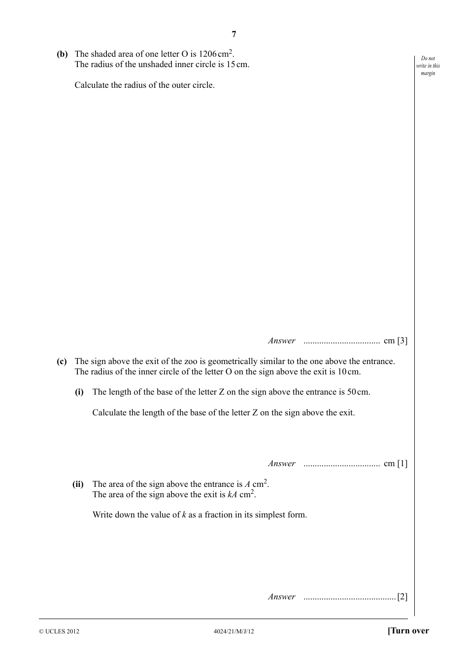 May / June 2012 University of Cambridge International Examinations: Mathematics (Syllabus D) Paper 2, Page 7
