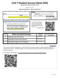 Unit T Student Success Sheet (Sss): Graphing Trig Functions (With Answer Key) - Crystal Kirch