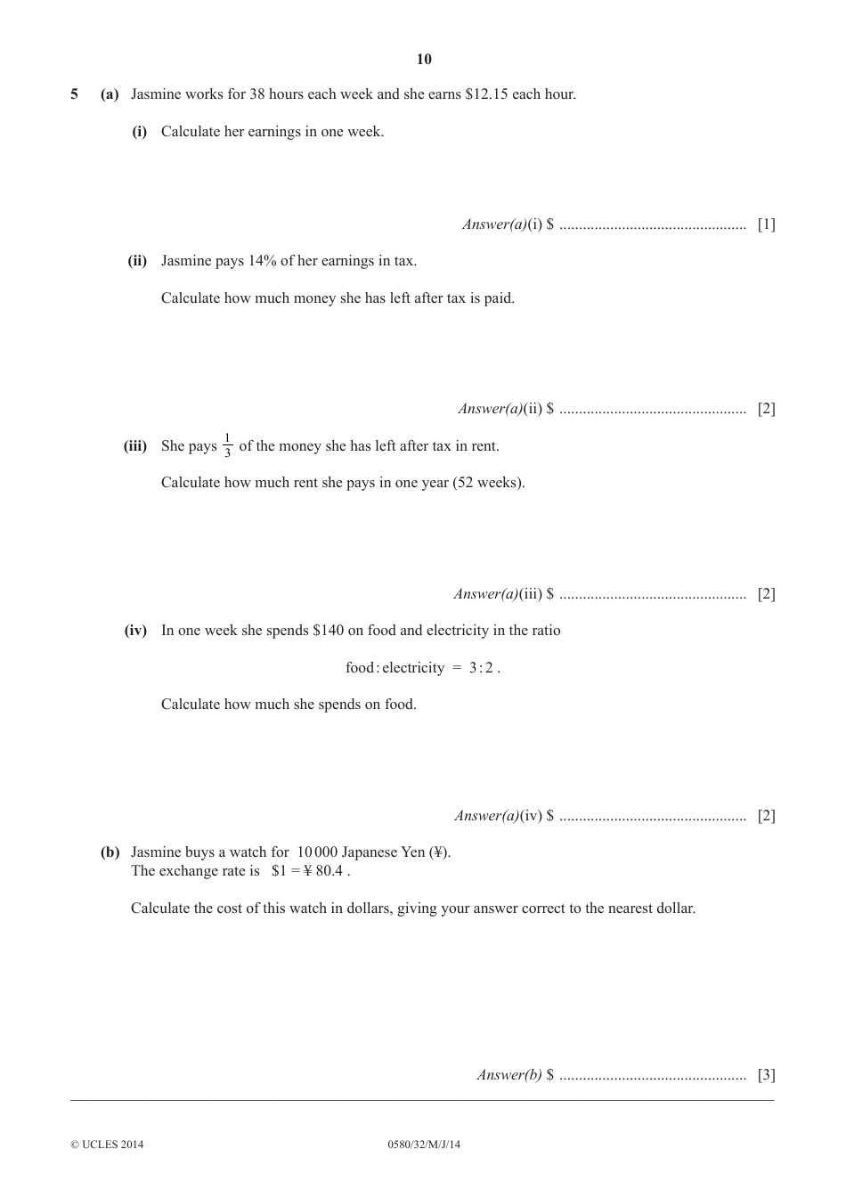 Cambridge International Examinations: Mathematics Paper 3 (Core), Page 10