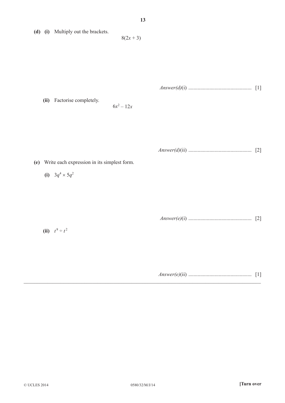 Cambridge International Examinations: Mathematics Paper 3 (Core), Page 13