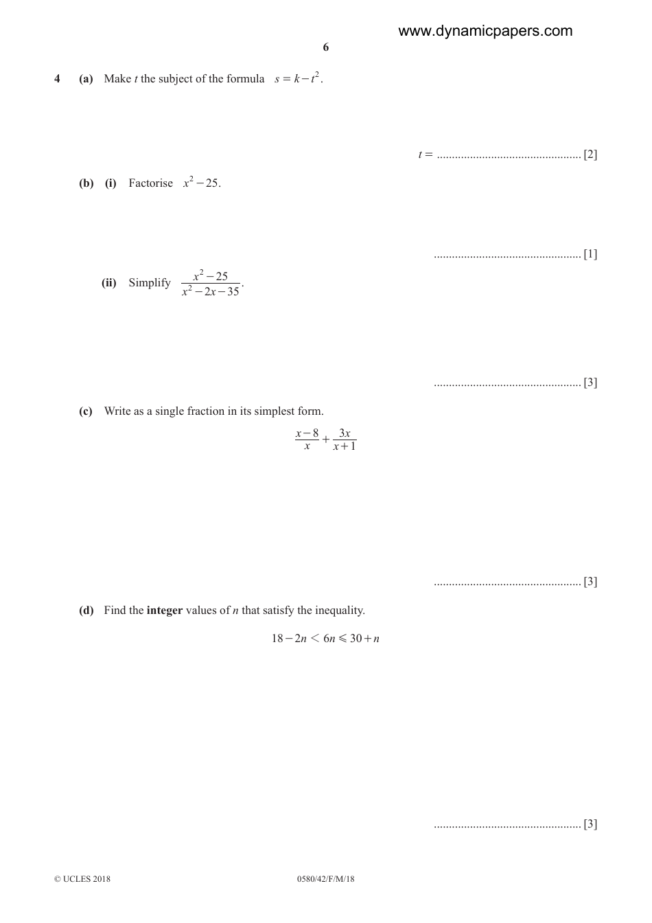 Cambridge International Examinations: Mathematics Paper 4 (Extended), Page 6