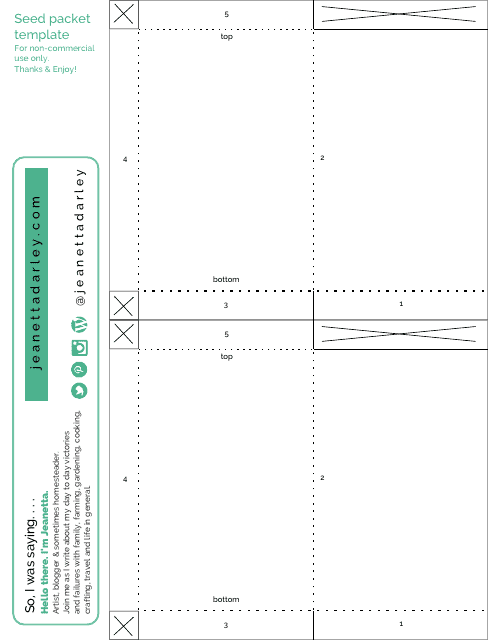 Empty blue seed packet template for seeding and gardening