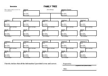 Document preview: Family Tree Template - Black and White