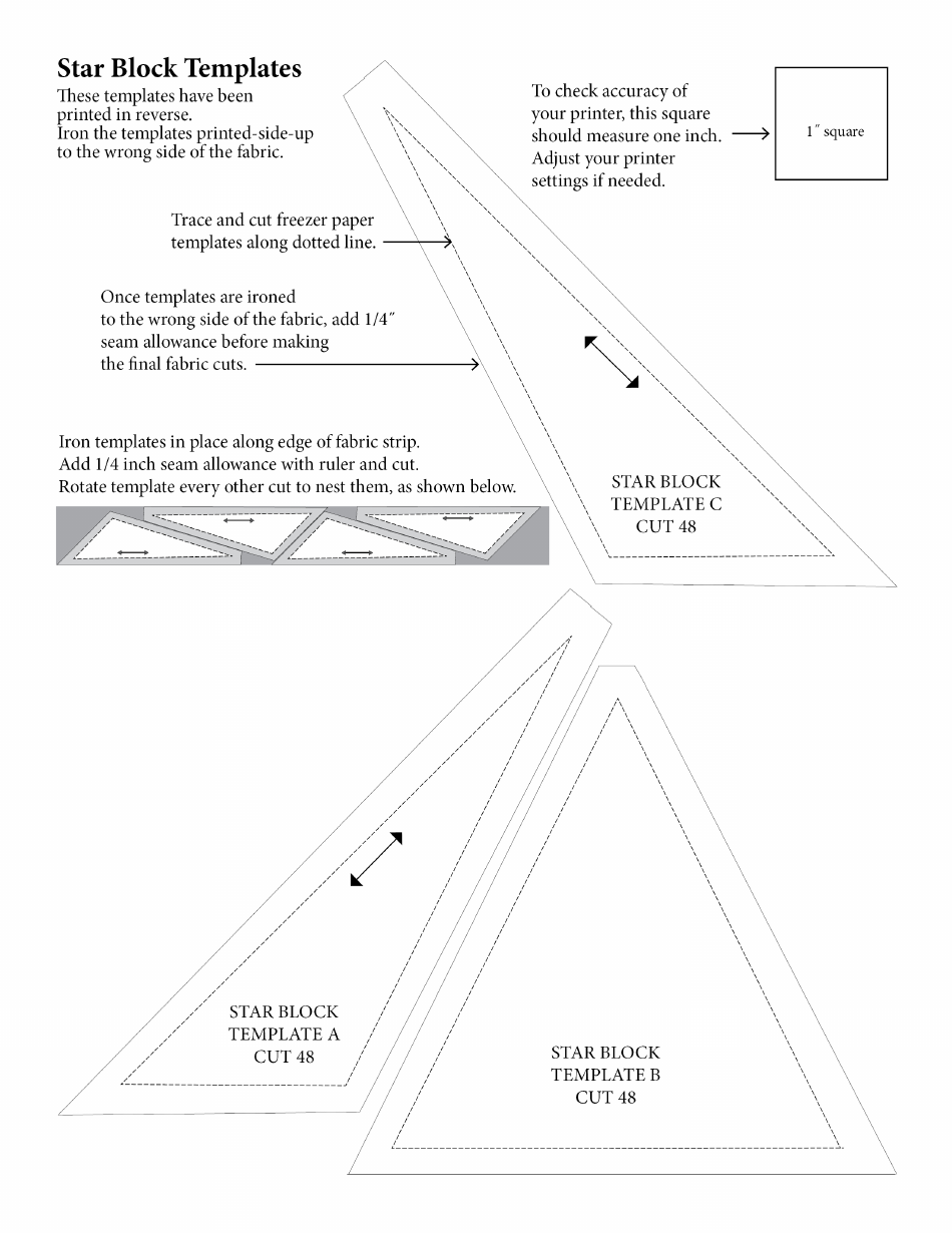 Roses on the Vine Quilt Pattern Star Block Templates, Page 3
