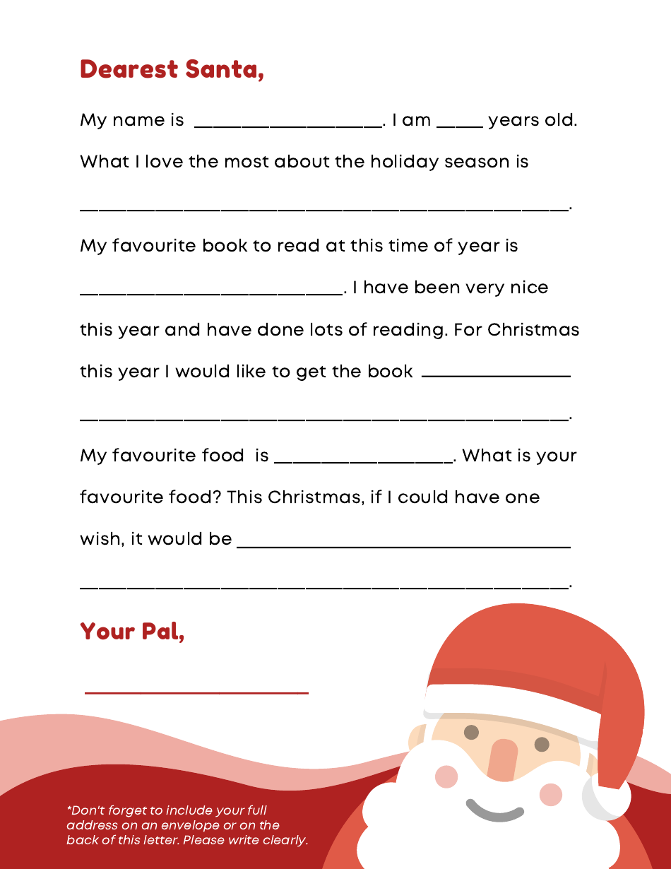 Letter to Santa Template - Red Download Printable PDF | Templateroller