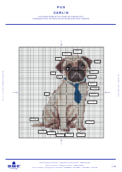 Pug Cross Stitch Graph Template (English/French)