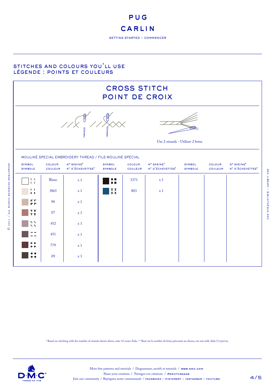 Pug Cross Stitch Graph Template (English / French), Page 4