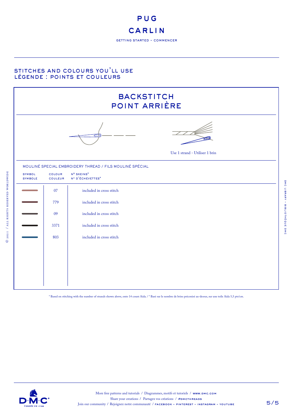 Pug Cross Stitch Graph Template (English / French), Page 5