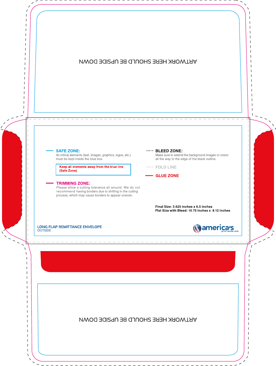 Long Flap Remittance Envelope Template - Outside, Page 1