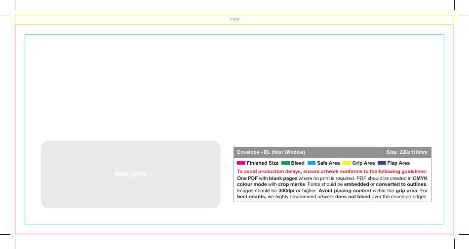 DL Non Window Envelope Template - Image Preview