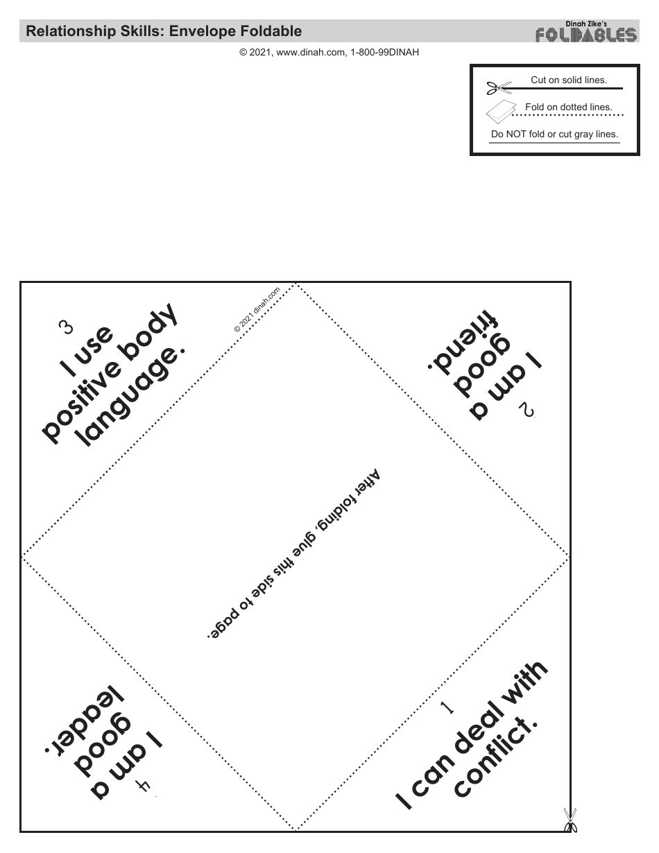 Relationship Skills Foldable Envelope Template - Preview Image