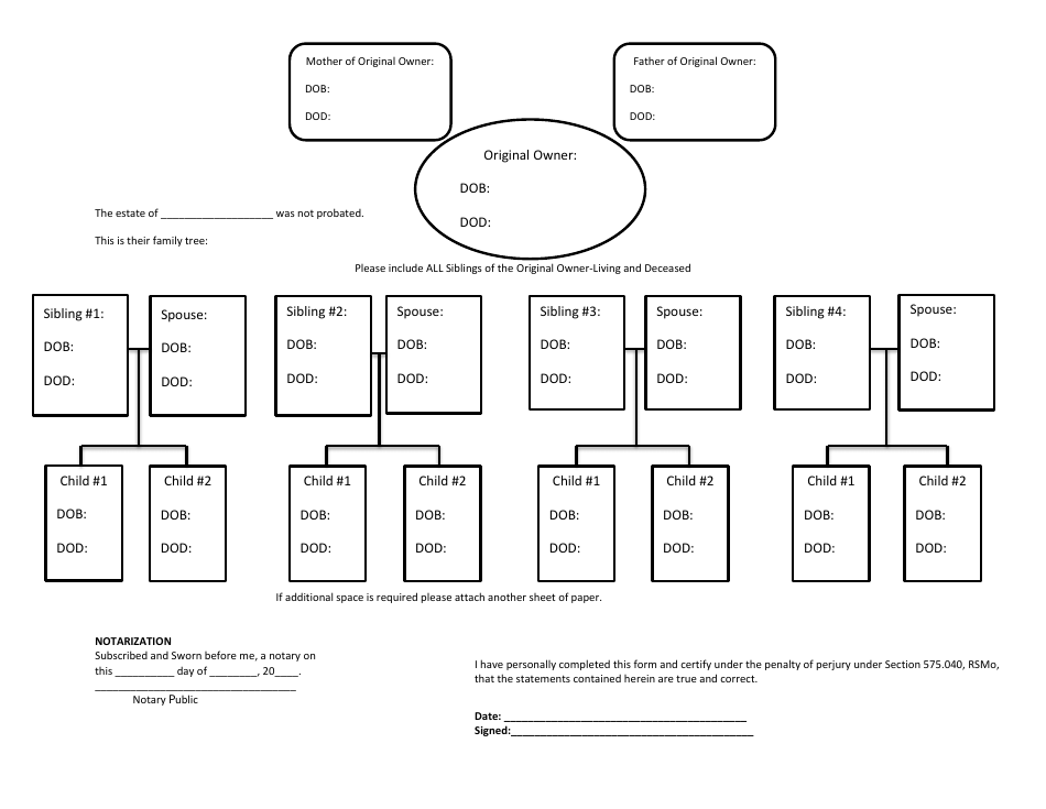 Sibling Family Tree Form - Missouri, Page 1