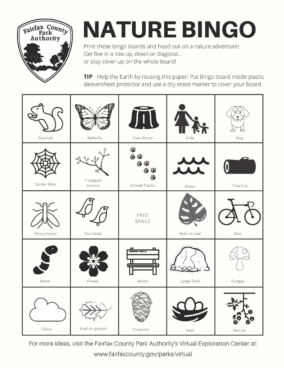 Nature Bingo - Fairfax County, Virginia, Page 2