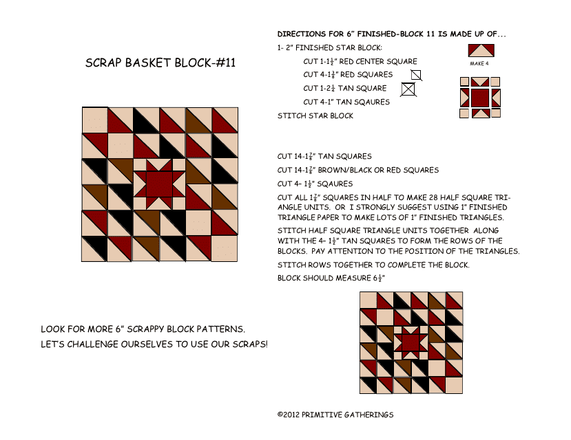 Scrap Basket Quilt Block Pattern - Block 11