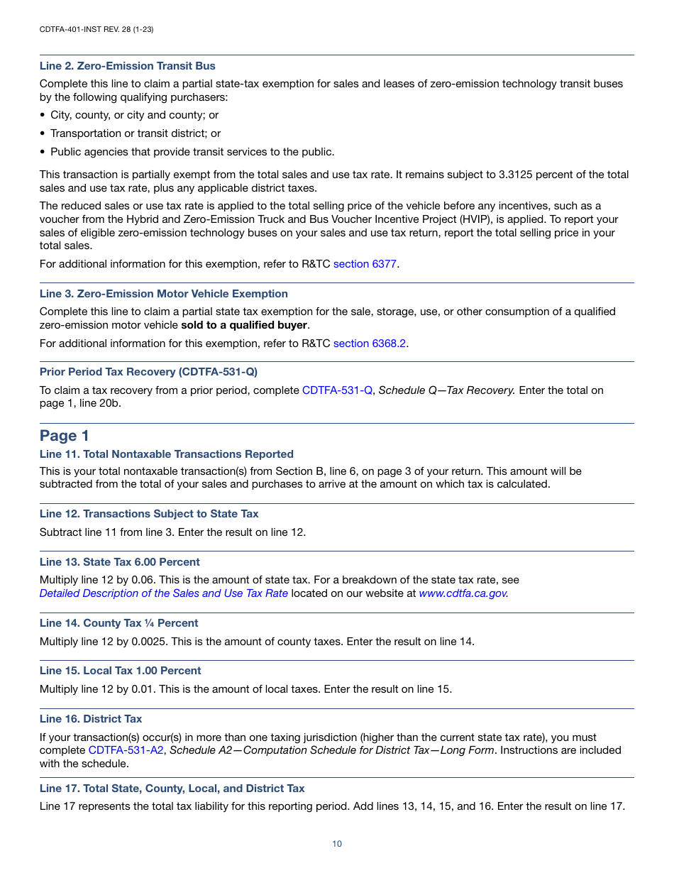 Download instructions for form cdtfa 401 state local and district
