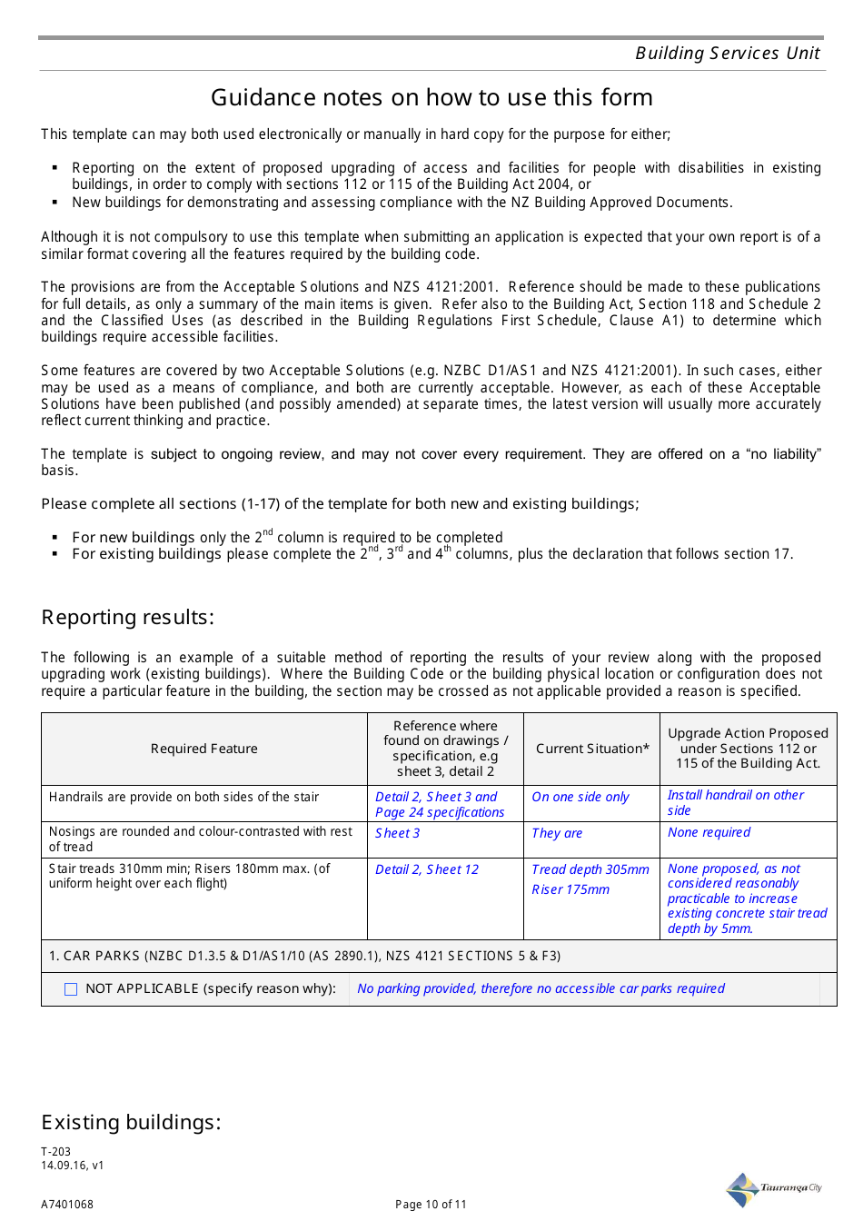 Form T-203 (A7401068) Accessible Facilities Report Template - Tauranga City, Bay of Plenty, New Zealand, Page 10