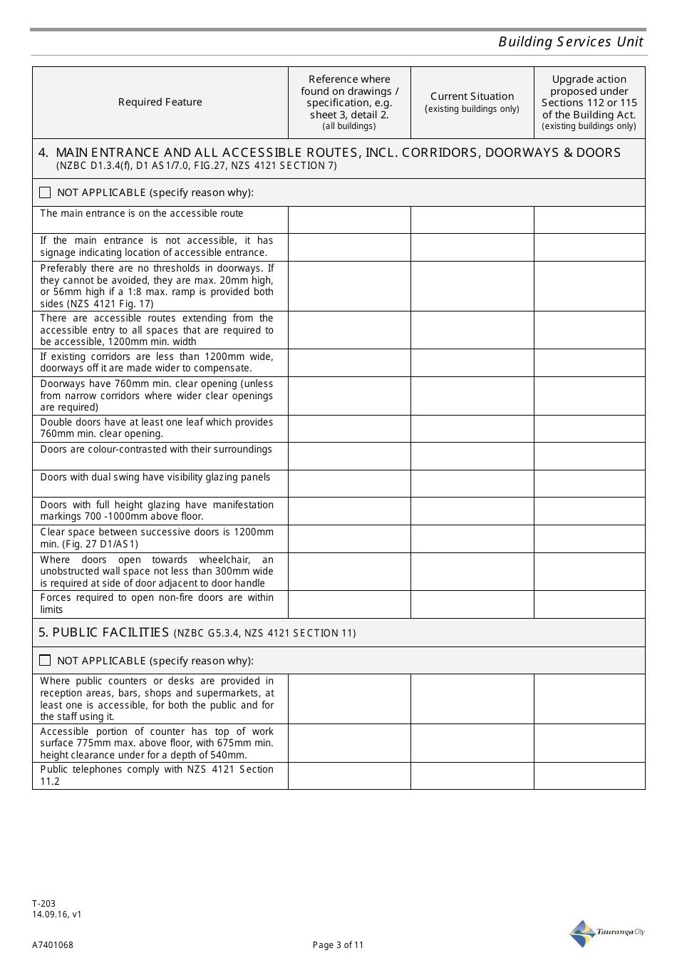 Form T-203 (A7401068) Accessible Facilities Report Template - Tauranga City, Bay of Plenty, New Zealand, Page 3