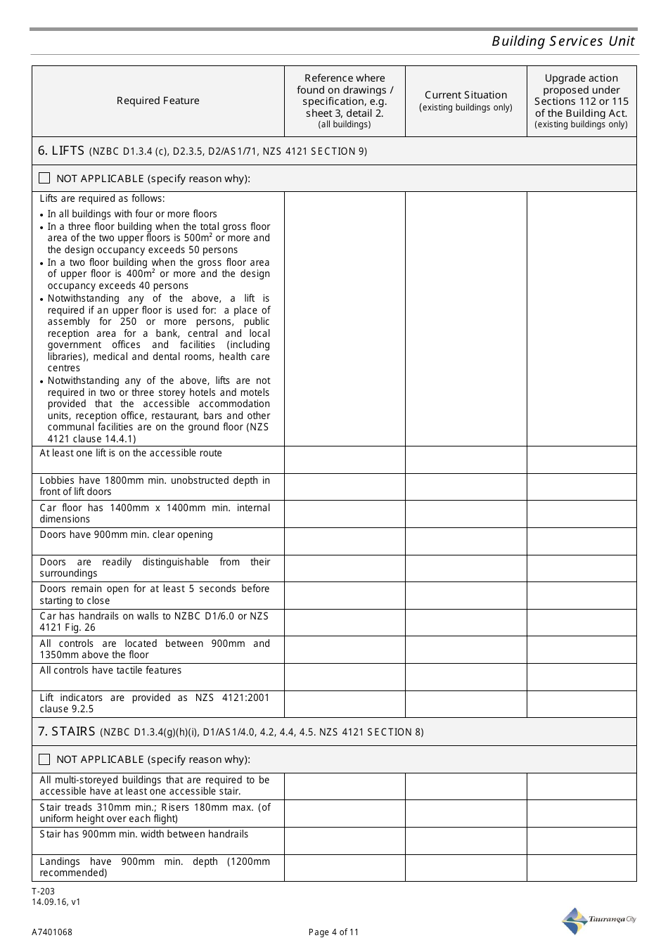 Form T-203 (A7401068) Accessible Facilities Report Template - Tauranga City, Bay of Plenty, New Zealand, Page 4