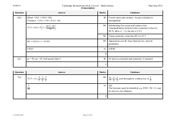 May/June 2021 Cambridge International as &amp; a Level: Mathematics Paper 5 Probability &amp; Statistics 1 - Mark Scheme, Page 12