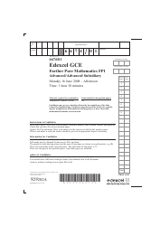 Document preview: June 2008 Edexcel Gce Further Pure Mathematics Fp1 - Advanced/Advanced Subsidiary