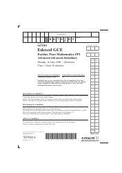 June 2008 Edexcel Gce Further Pure Mathematics Fp1 - Advanced/Advanced Subsidiary