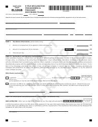Maryland Form EL101B E-File Declaration for Business &amp; Fiduciary Electronic Filing - Maryland