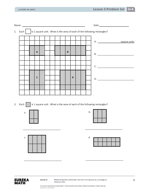Math Lesson 3 Problem Set - Great Minds preview image.