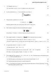 May/June 2014 Cambridge International Examinations: Mathematics Paper 3 Pure Mathematics 3 (P3), Page 2