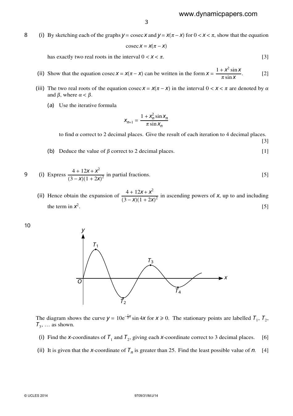 May / June 2014 Cambridge International Examinations: Mathematics Paper 3 Pure Mathematics 3 (P3), Page 3