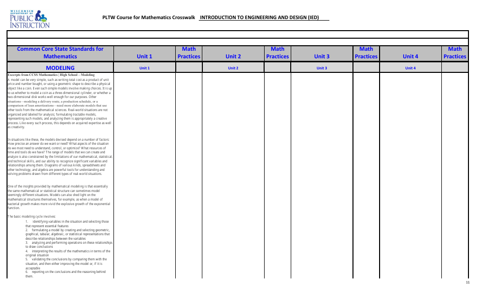 Pltw Course for Mathematics Crosswalk - Introduction to Engineering and Design (Ied) - Wisconsin, Page 11