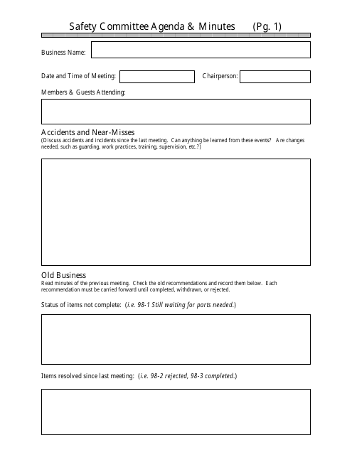 Safety Committee Agenda & Minutes Template
