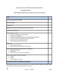 Contract Kick-Off Meeting Checklist Template
