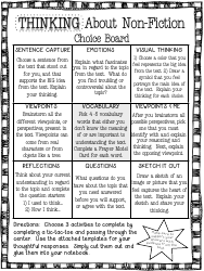 Thinking About Non-fiction Choice Board Template