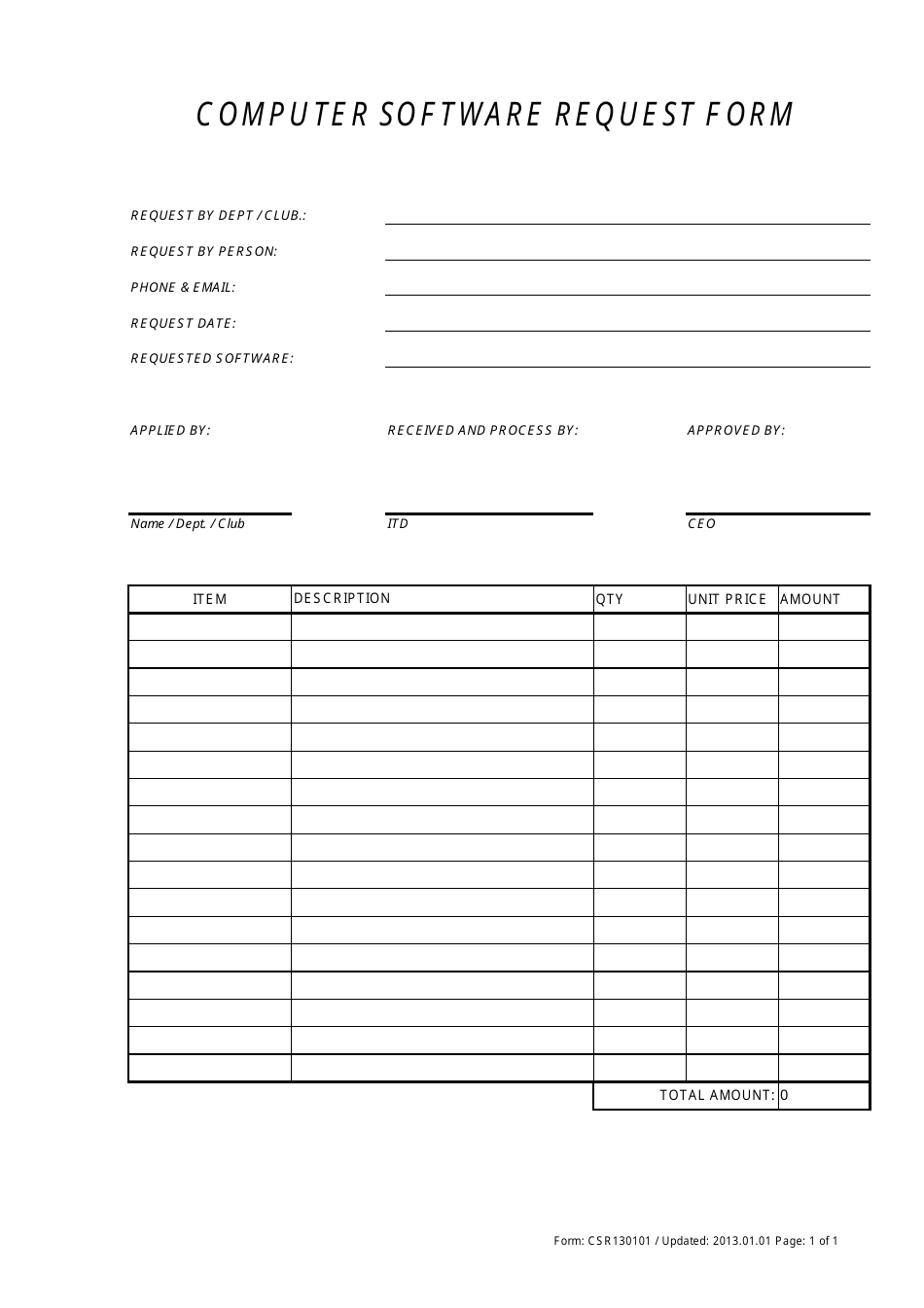 Computer Software Request Form, Page 1