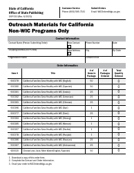 Document preview: Form OSP530 Outreach Materials for California Non-wic Programs Only - California