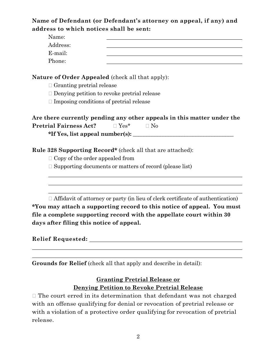 Notice of Appeal From Order Under Pretrial Fairness Act Pursuant to Illinois Supreme Court Rule 604(H) (State as Appellant) - Illinois, Page 2
