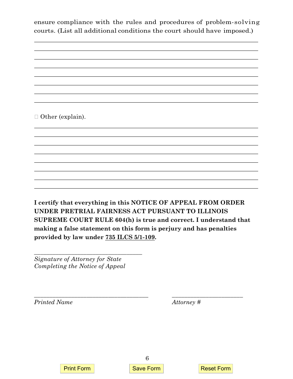 Illinois Notice of Appeal From Order Under Pretrial Fairness Act ...