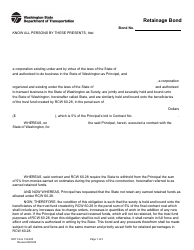 Document preview: DOT Form 134-090 Retainage Bond - Washington