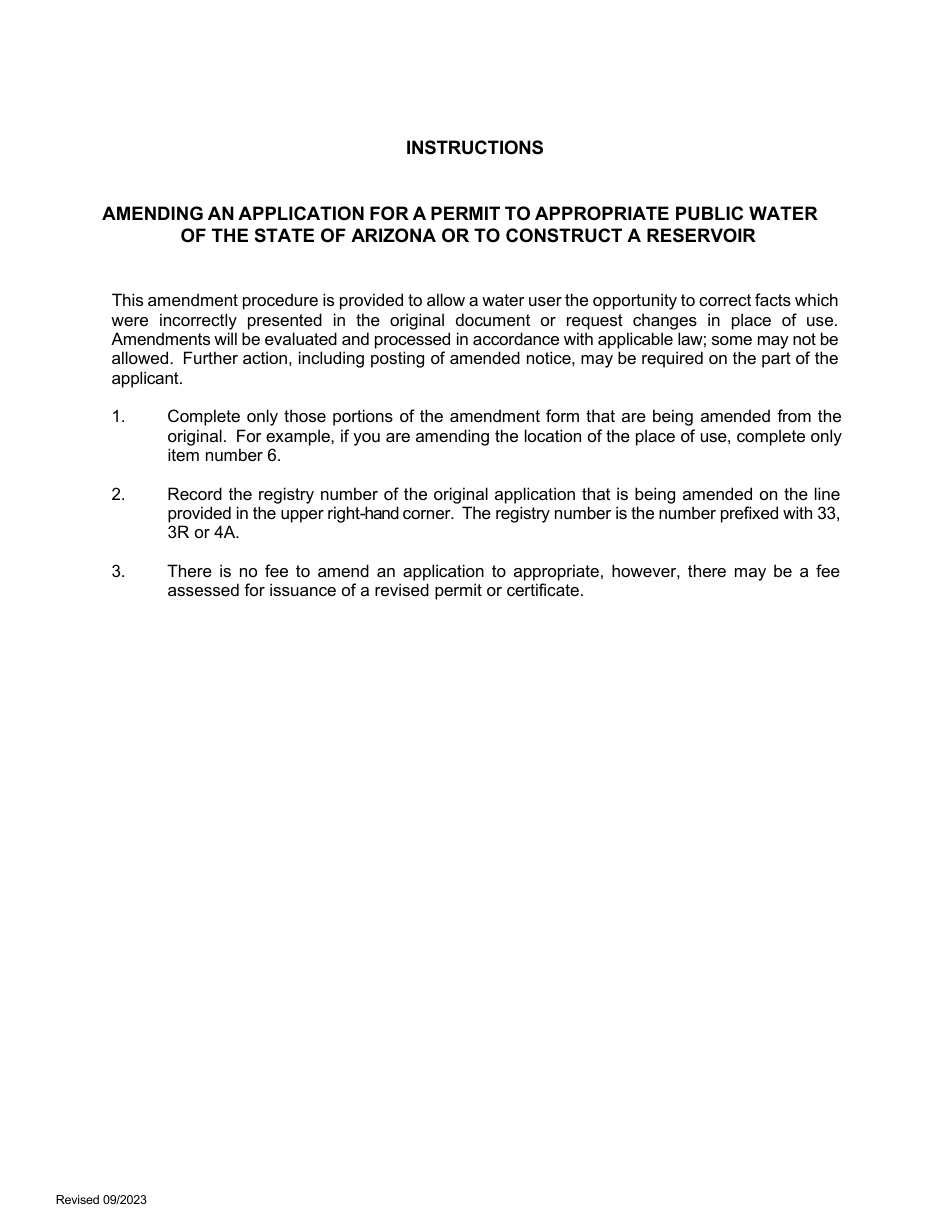 Amendment Application for Permit to Appropriate Public Water of the State of Arizona or to Construct a Reservoir - Arizona, Page 3
