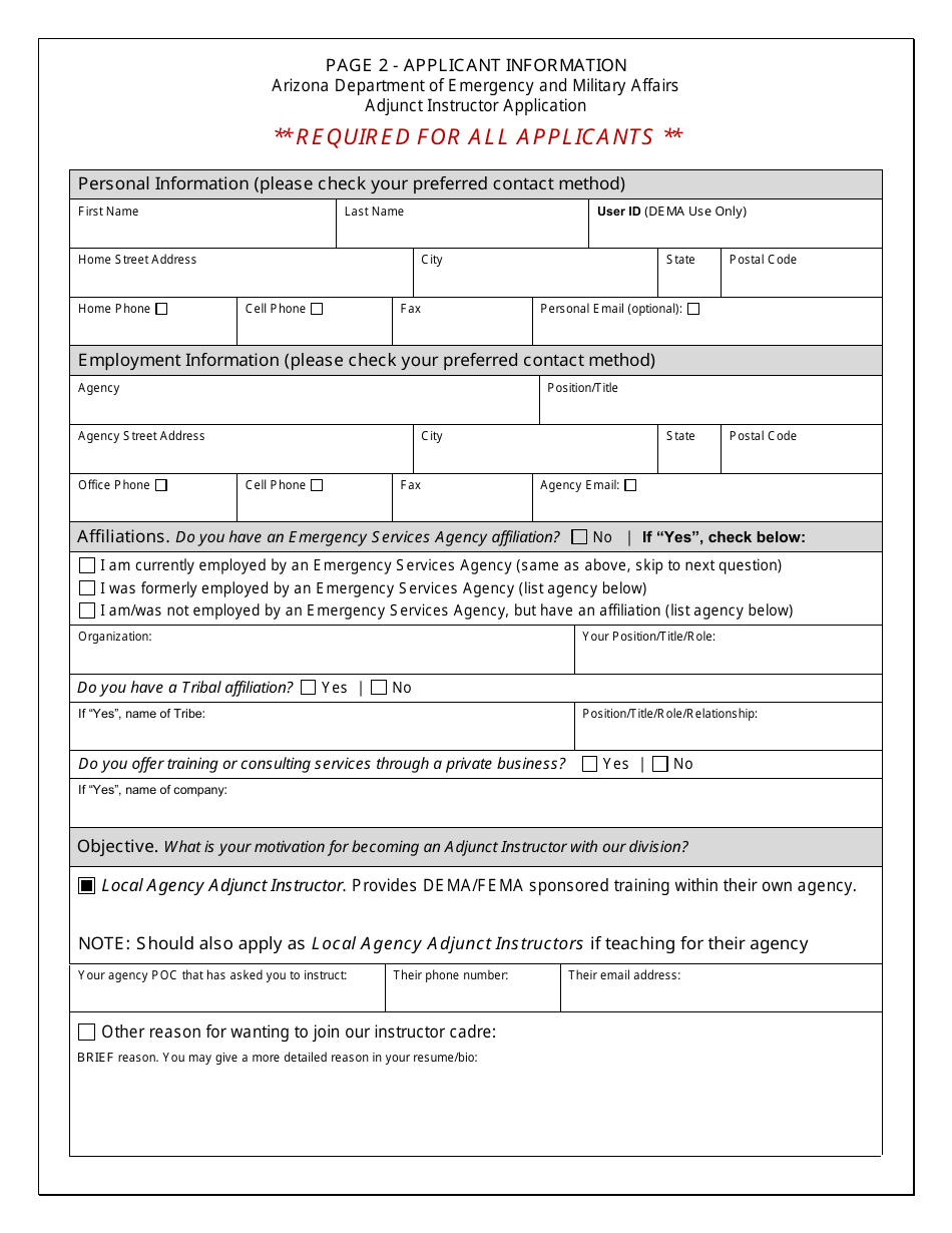 Adjunct Instructor General Application - Arizona, Page 5